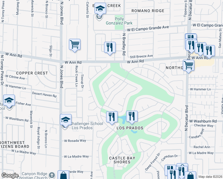 map of restaurants, bars, coffee shops, grocery stores, and more near 5412 Desert Paradise Drive in Las Vegas