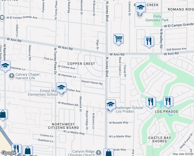 map of restaurants, bars, coffee shops, grocery stores, and more near 6113 Sandstone Mesa Drive in Las Vegas