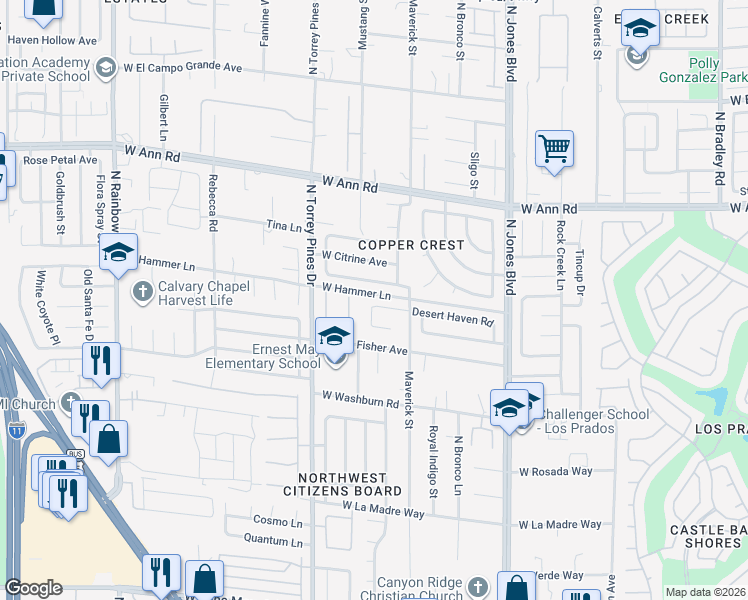 map of restaurants, bars, coffee shops, grocery stores, and more near 6228 Desert Haven Road in Las Vegas