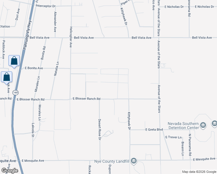 map of restaurants, bars, coffee shops, grocery stores, and more near 2590 Nadine Court in Pahrump