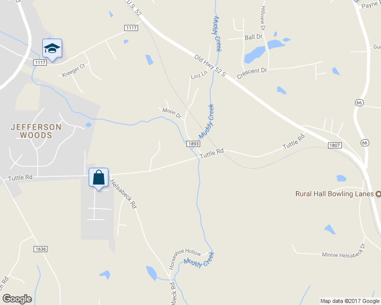 map of restaurants, bars, coffee shops, grocery stores, and more near 579 Tuttle Road in Rural Hall