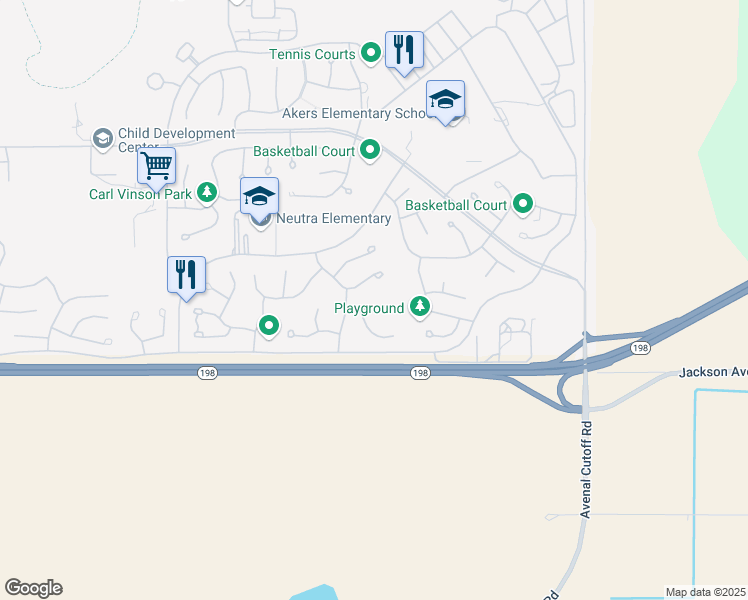 map of restaurants, bars, coffee shops, grocery stores, and more near 2843 Hawkeye Court in Lemoore