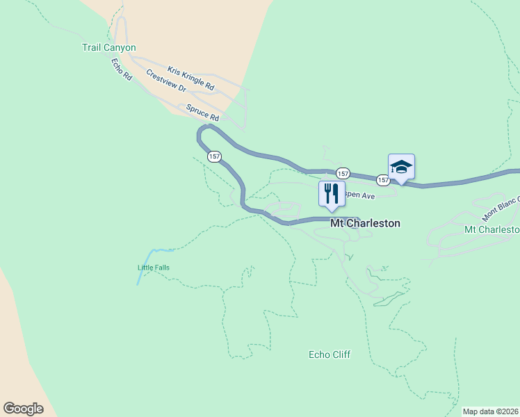 map of restaurants, bars, coffee shops, grocery stores, and more near 4953 Kyle Canyon Road in Mount Charleston