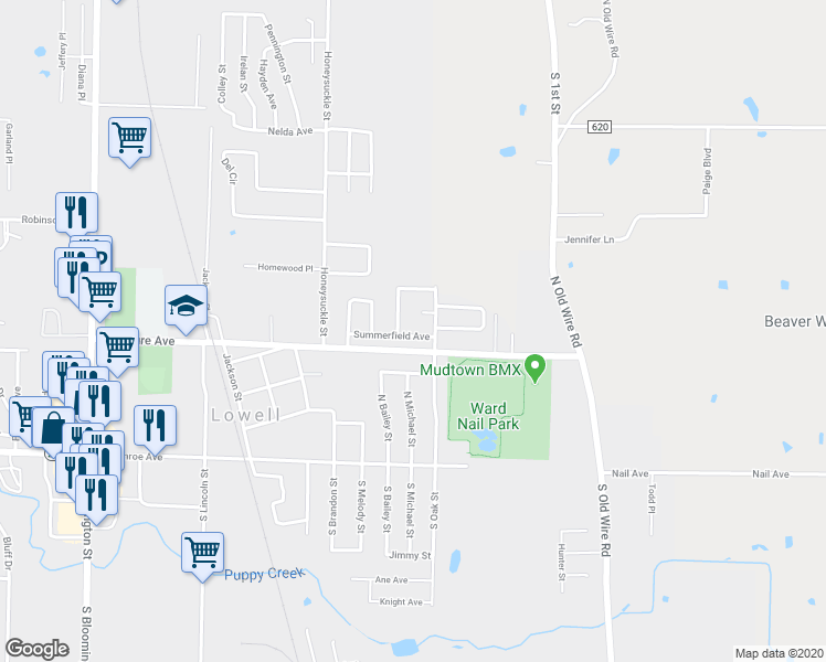 map of restaurants, bars, coffee shops, grocery stores, and more near 618 Summerfield Avenue in Lowell
