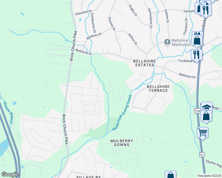 map of restaurants, bars, coffee shops, grocery stores, and more near 1937 Belle Arbor Drive in Nashville