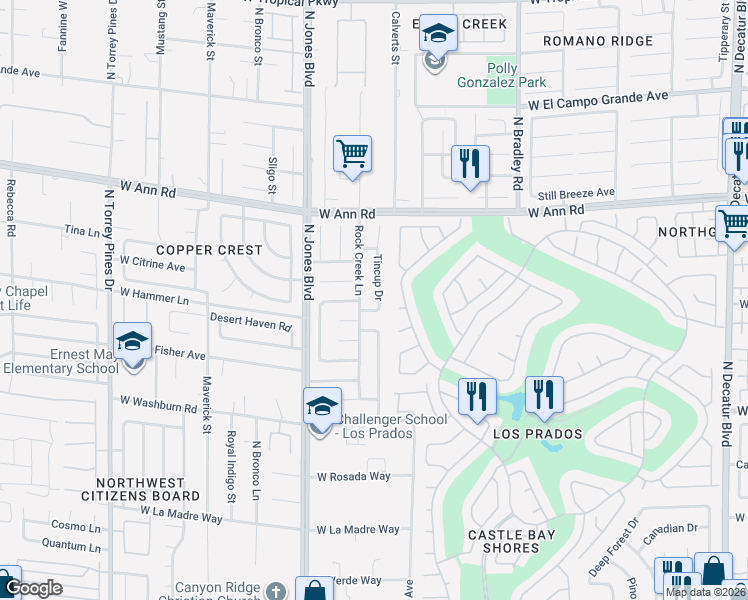 map of restaurants, bars, coffee shops, grocery stores, and more near 5405 Tincup Drive in Las Vegas