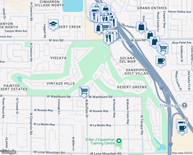 map of restaurants, bars, coffee shops, grocery stores, and more near 7606 Sudan Court in Las Vegas