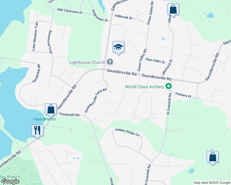 map of restaurants, bars, coffee shops, grocery stores, and more near 288 Saundersville Ferry Road in Mt. Juliet