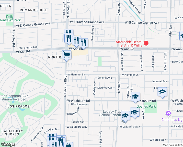 map of restaurants, bars, coffee shops, grocery stores, and more near 4505 Lilac Field Court in North Las Vegas