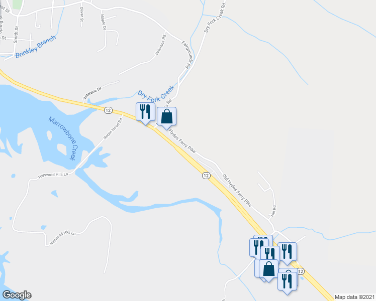 map of restaurants, bars, coffee shops, grocery stores, and more near 1331 Tennessee 12 in Ashland City