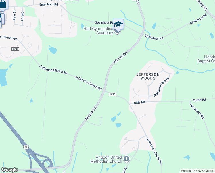 map of restaurants, bars, coffee shops, grocery stores, and more near 9275 Jefferson Church Road in Tobaccoville