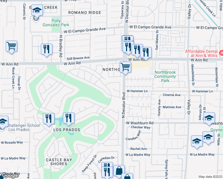map of restaurants, bars, coffee shops, grocery stores, and more near 4833 Lawnwood Court in Las Vegas