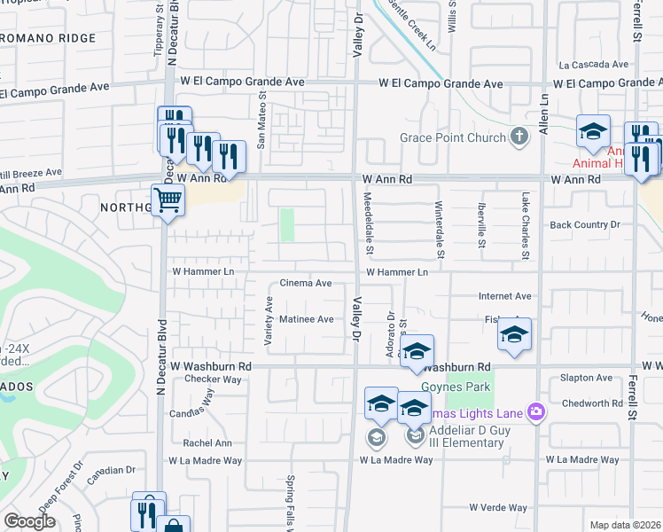 map of restaurants, bars, coffee shops, grocery stores, and more near 4329 Scarlet Sea Avenue in North Las Vegas