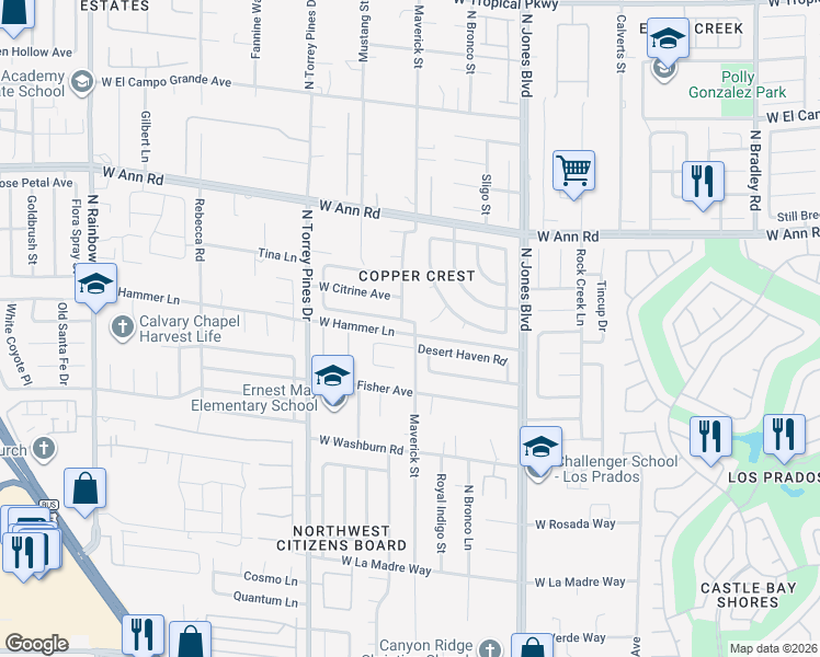 map of restaurants, bars, coffee shops, grocery stores, and more near 6301 Malachite Bay Avenue in Las Vegas