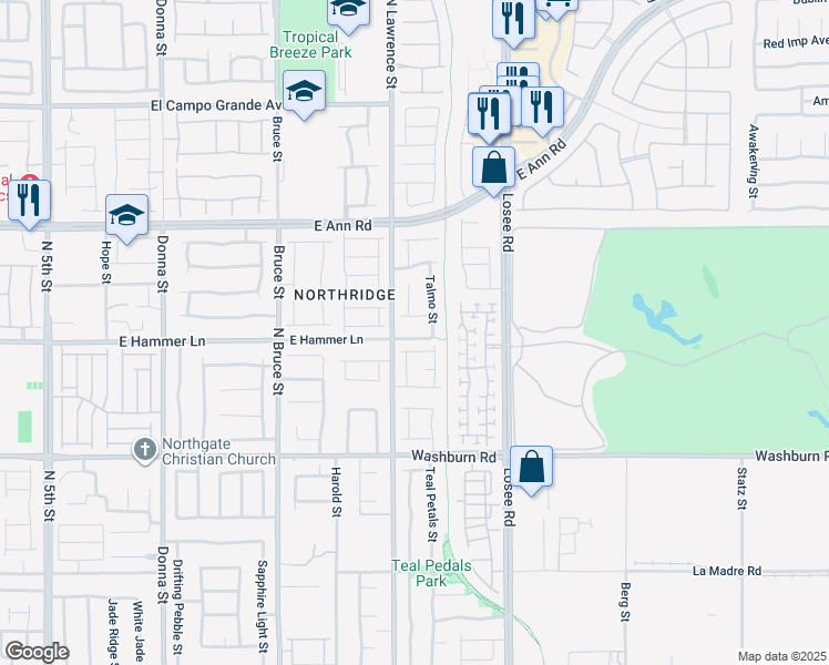 map of restaurants, bars, coffee shops, grocery stores, and more near 2108 East Hammer Lane in North Las Vegas