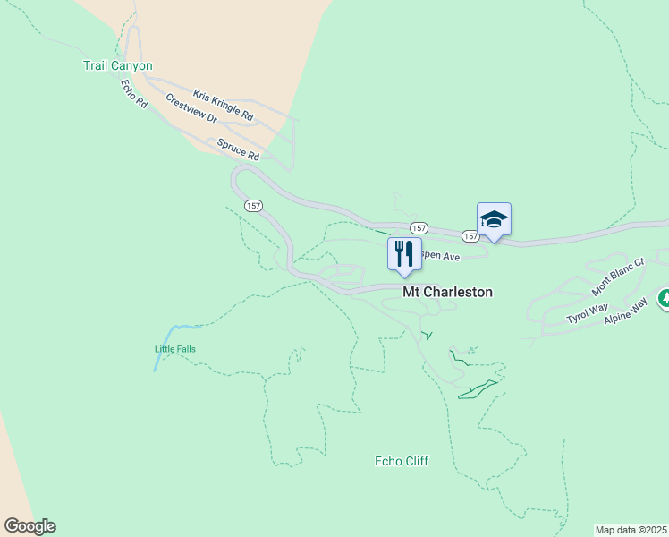 map of restaurants, bars, coffee shops, grocery stores, and more near 265 Rim Road in Mount Charleston