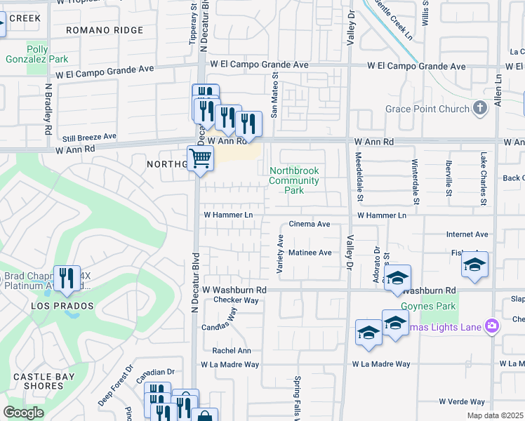 map of restaurants, bars, coffee shops, grocery stores, and more near 5406 Dillweed Court in North Las Vegas