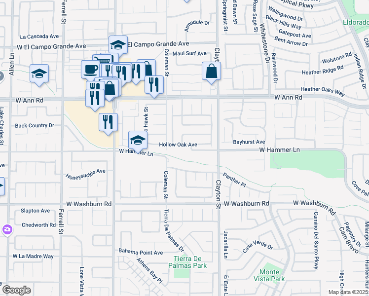 map of restaurants, bars, coffee shops, grocery stores, and more near 2309 Hollow Oak Avenue in North Las Vegas