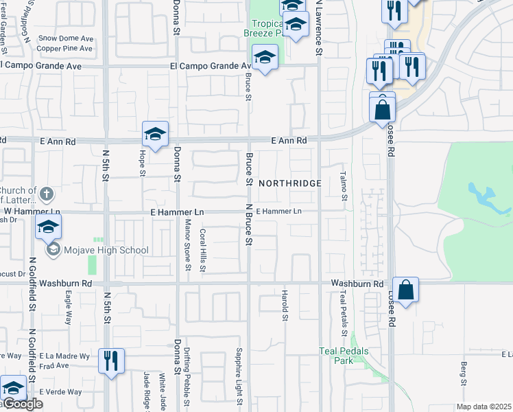 map of restaurants, bars, coffee shops, grocery stores, and more near 1421 Treefingers Avenue in North Las Vegas