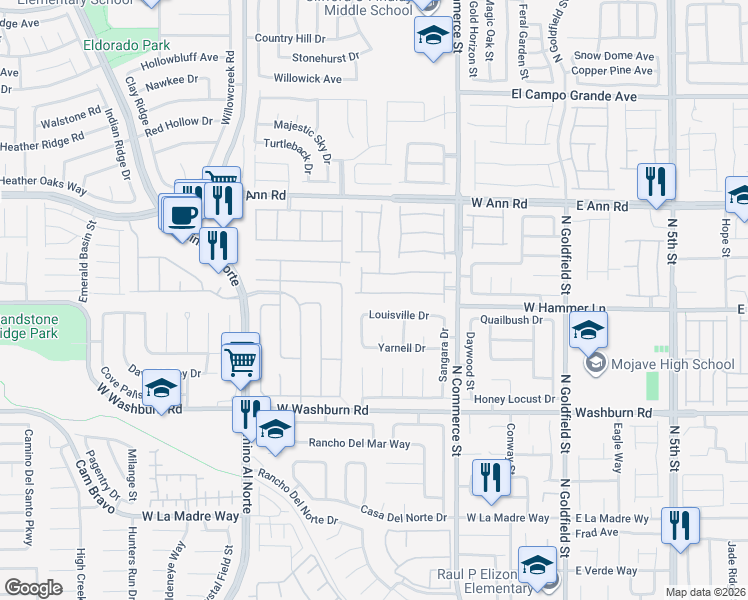 map of restaurants, bars, coffee shops, grocery stores, and more near 433 Colorful Rain Avenue in North Las Vegas
