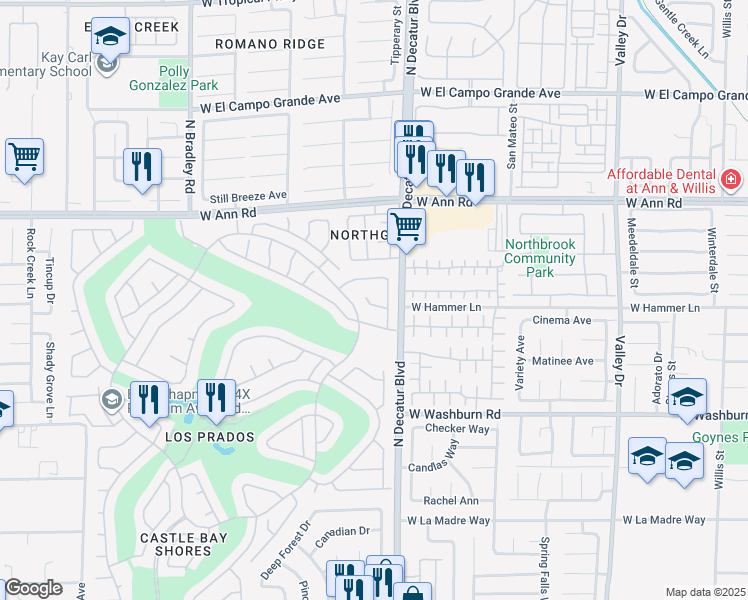 map of restaurants, bars, coffee shops, grocery stores, and more near 4824 Lawnwood Court in Las Vegas