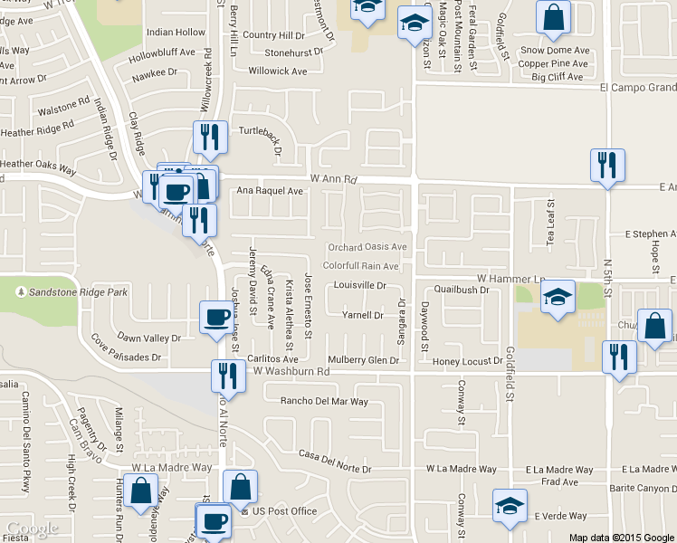 map of restaurants, bars, coffee shops, grocery stores, and more near 433 Colorful Rain Avenue in North Las Vegas
