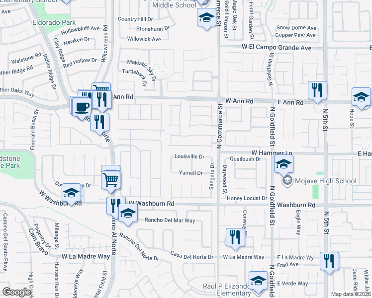 map of restaurants, bars, coffee shops, grocery stores, and more near 433 Colorful Rain Avenue in North Las Vegas
