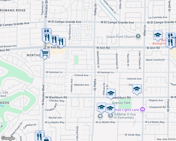 map of restaurants, bars, coffee shops, grocery stores, and more near 4329 Scarlet Sea Avenue in North Las Vegas