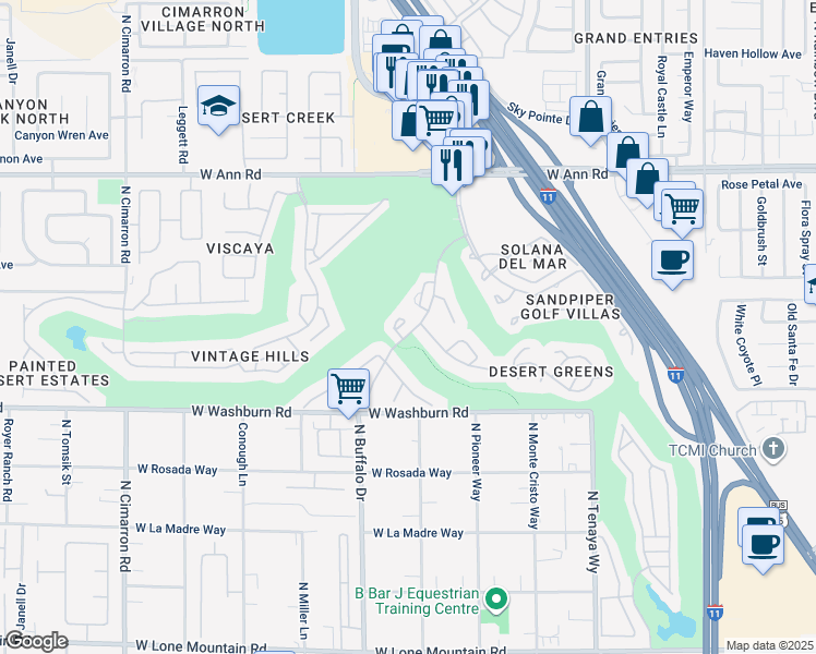map of restaurants, bars, coffee shops, grocery stores, and more near 7606 Sudan Court in Las Vegas