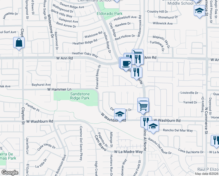 map of restaurants, bars, coffee shops, grocery stores, and more near 1205 Alford Creek Court in North Las Vegas