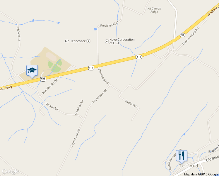 map of restaurants, bars, coffee shops, grocery stores, and more near 103 Paynetown Road in Telford