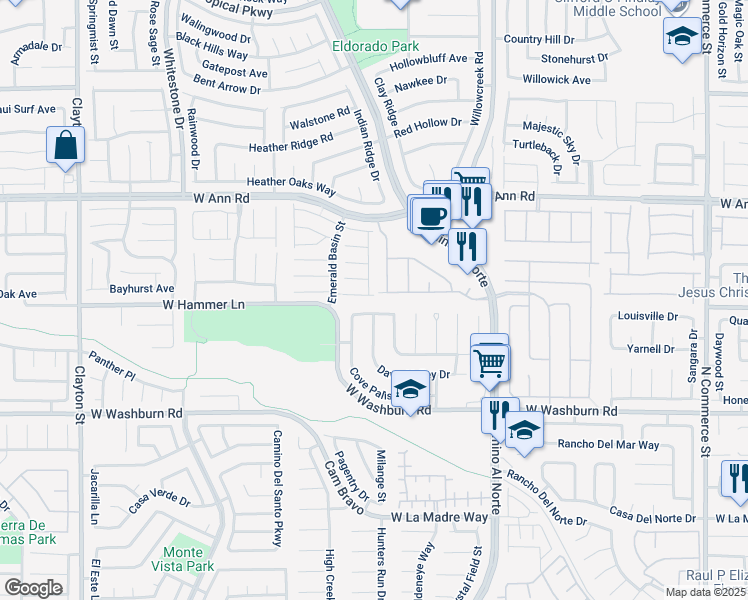 map of restaurants, bars, coffee shops, grocery stores, and more near 1205 Alford Creek Court in North Las Vegas