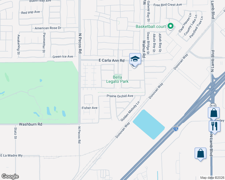 map of restaurants, bars, coffee shops, grocery stores, and more near 3665 Remington Grove Avenue in North Las Vegas