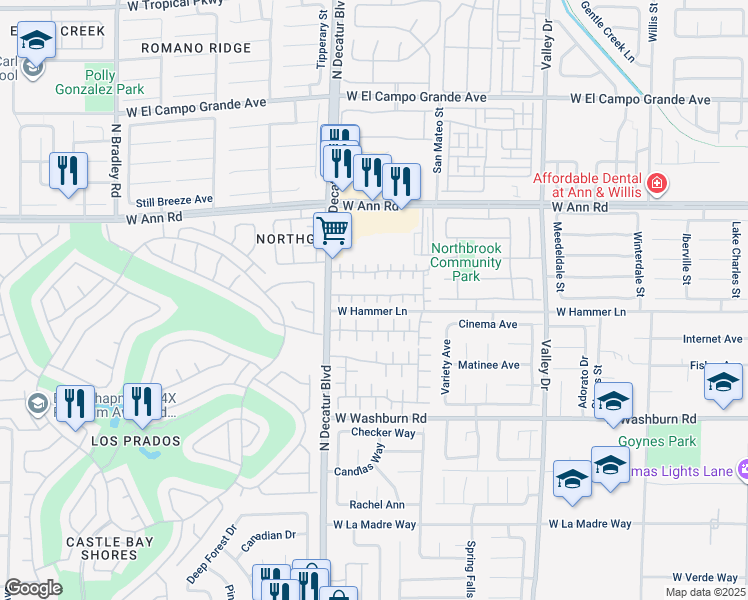 map of restaurants, bars, coffee shops, grocery stores, and more near 5409 Mocine Elm Court in North Las Vegas