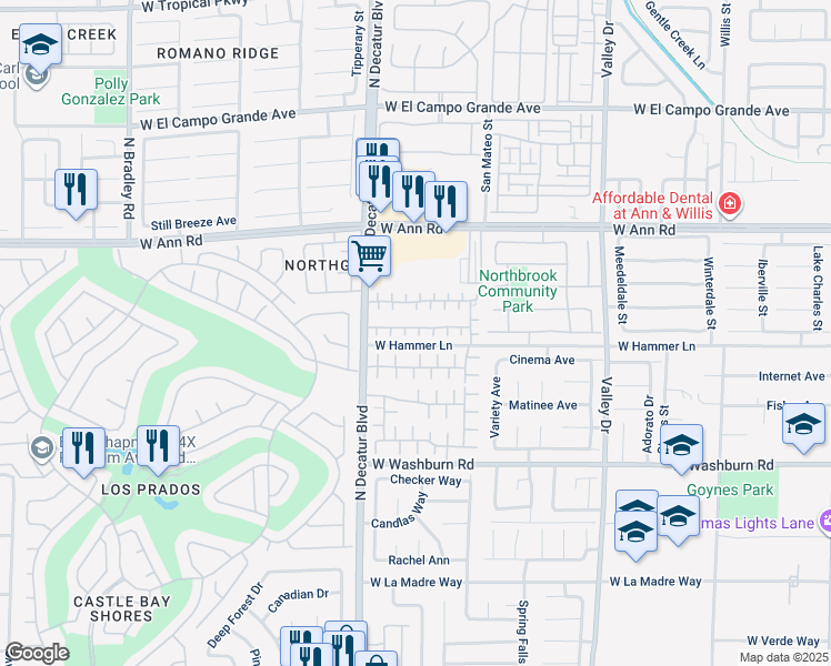 map of restaurants, bars, coffee shops, grocery stores, and more near 5409 Mocine Elm Ct in North Las Vegas