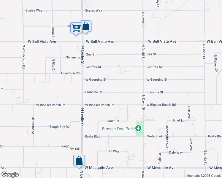 map of restaurants, bars, coffee shops, grocery stores, and more near 1770 Francine Street in Pahrump