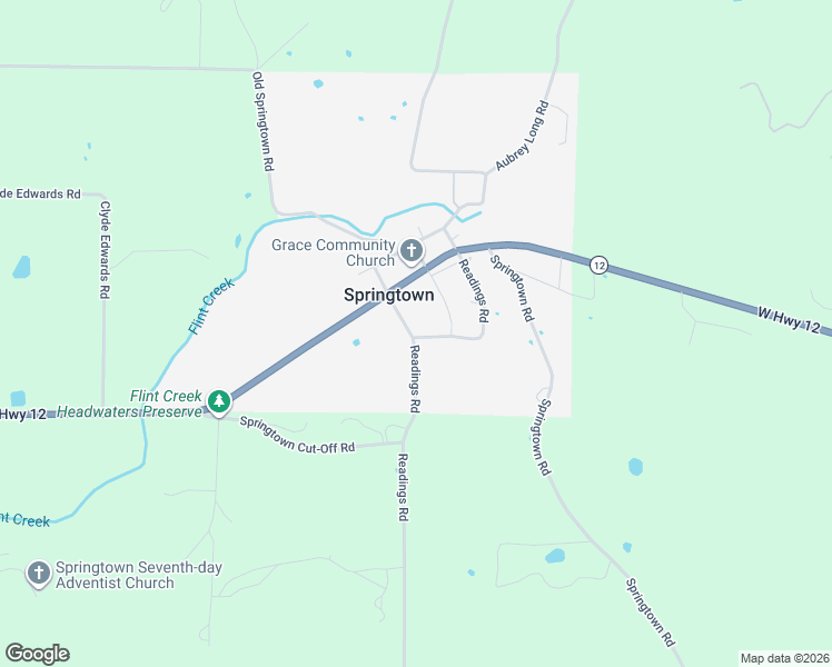 map of restaurants, bars, coffee shops, grocery stores, and more near 12055 Wasson Road in Springtown