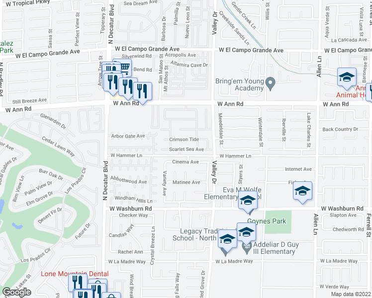 map of restaurants, bars, coffee shops, grocery stores, and more near 4363 Scarlet Sea Avenue in North Las Vegas