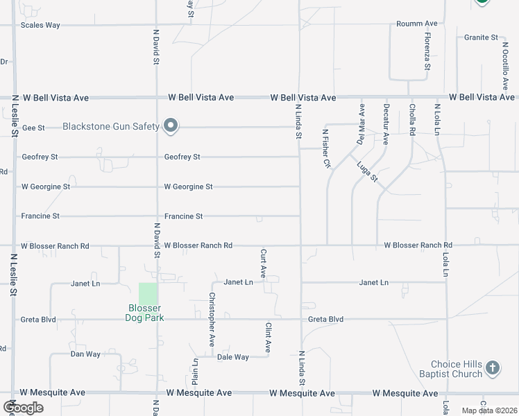 map of restaurants, bars, coffee shops, grocery stores, and more near 1140 Francine Street in Pahrump