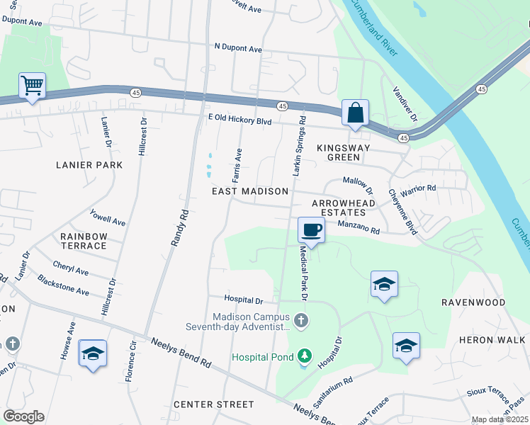 map of restaurants, bars, coffee shops, grocery stores, and more near 1022 New Providence Pass in Nashville