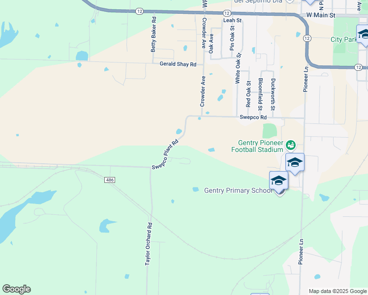 map of restaurants, bars, coffee shops, grocery stores, and more near 21380 Swepco Plant Road in Gentry