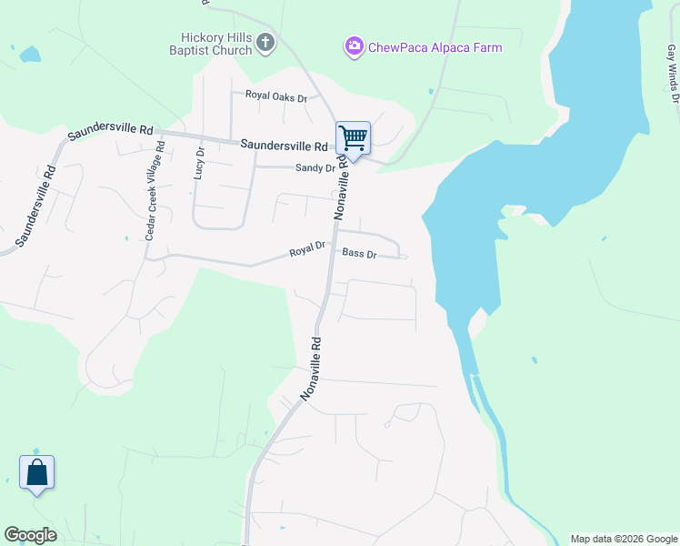 map of restaurants, bars, coffee shops, grocery stores, and more near 1003 Waters Edge Circle in Mount Juliet