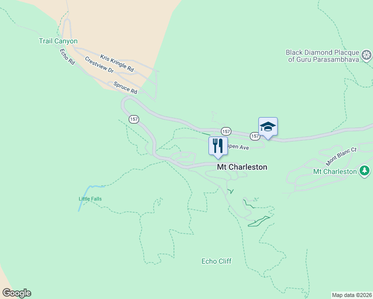 map of restaurants, bars, coffee shops, grocery stores, and more near 4778 Knotty Pine Way in Mount Charleston
