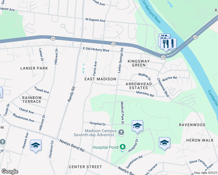 map of restaurants, bars, coffee shops, grocery stores, and more near 1022 New Providence Pass in Nashville