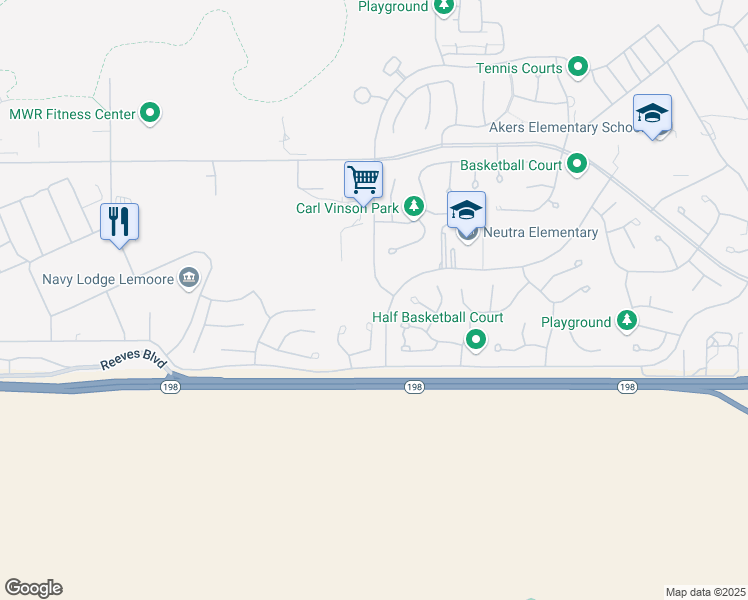 map of restaurants, bars, coffee shops, grocery stores, and more near 3014B Wildcat Court in Lemoore