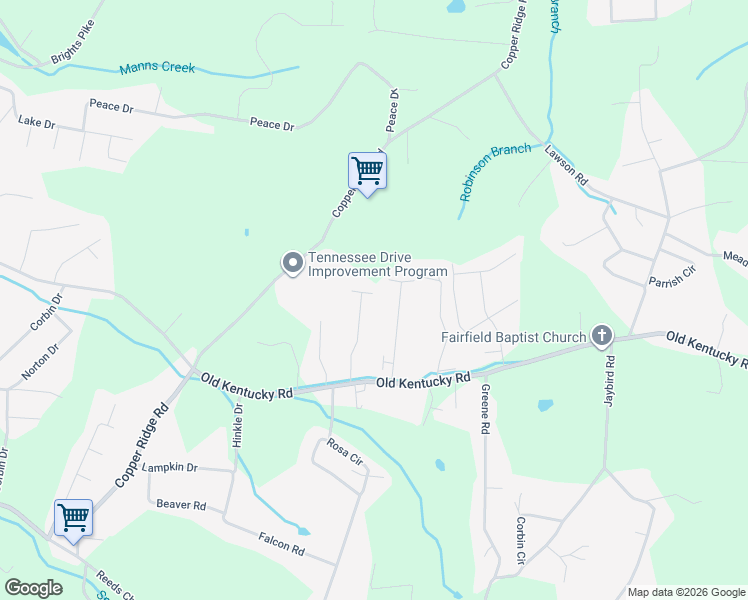 map of restaurants, bars, coffee shops, grocery stores, and more near 1960 Martindale Drive in Morristown