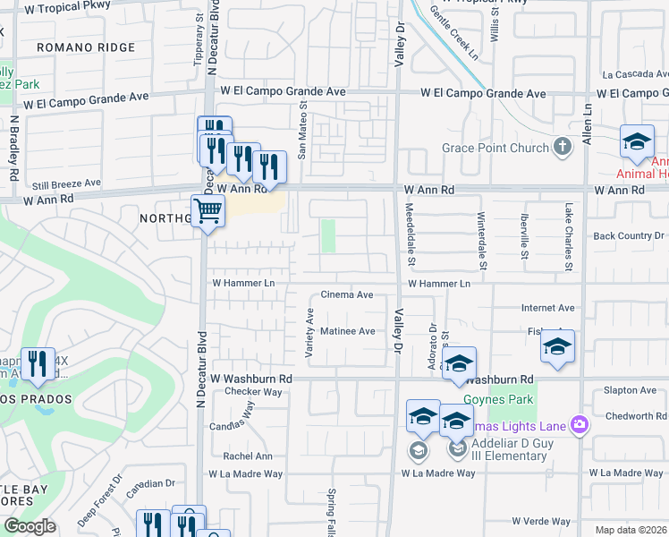 map of restaurants, bars, coffee shops, grocery stores, and more near 4414 Scarlet Sea Avenue in North Las Vegas