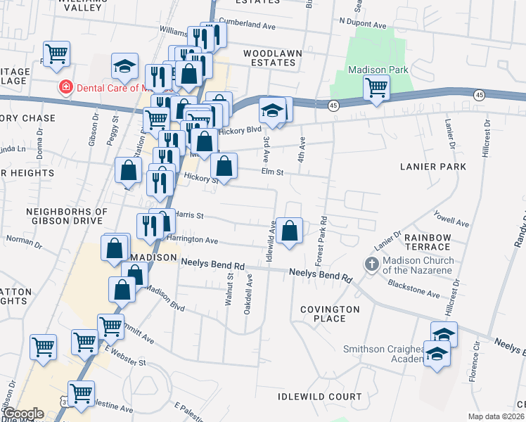 map of restaurants, bars, coffee shops, grocery stores, and more near 328 Cherry Street in Nashville