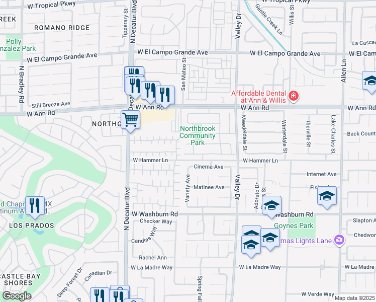 map of restaurants, bars, coffee shops, grocery stores, and more near 4446 Scarlet Sea Avenue in North Las Vegas