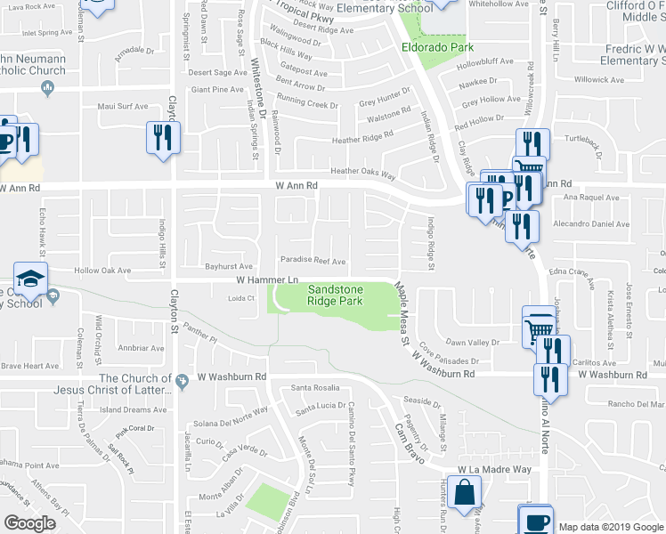 map of restaurants, bars, coffee shops, grocery stores, and more near 1610 West Hammer Lane in North Las Vegas